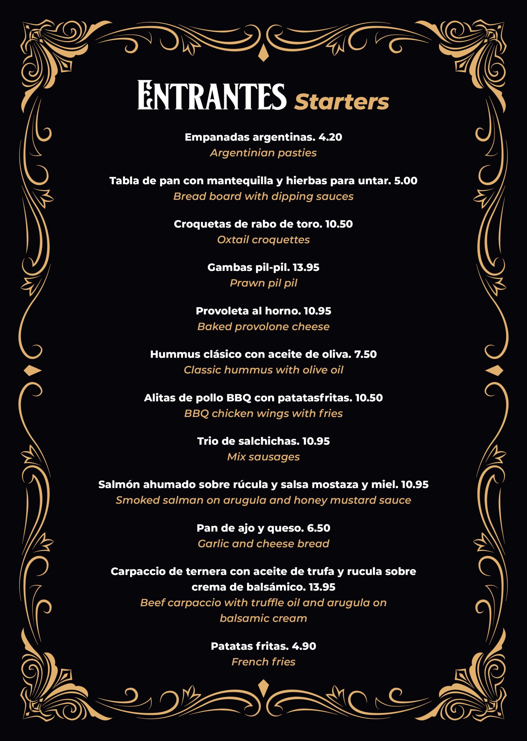 ALFRIEG STEAKHOUSE MENU