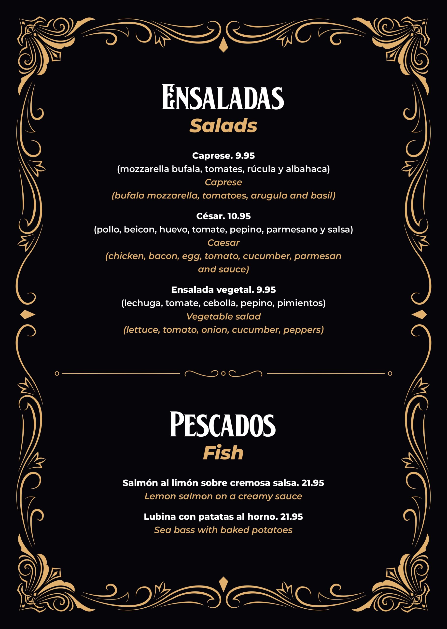 ALFRIEG STEAKHOUSE MENU