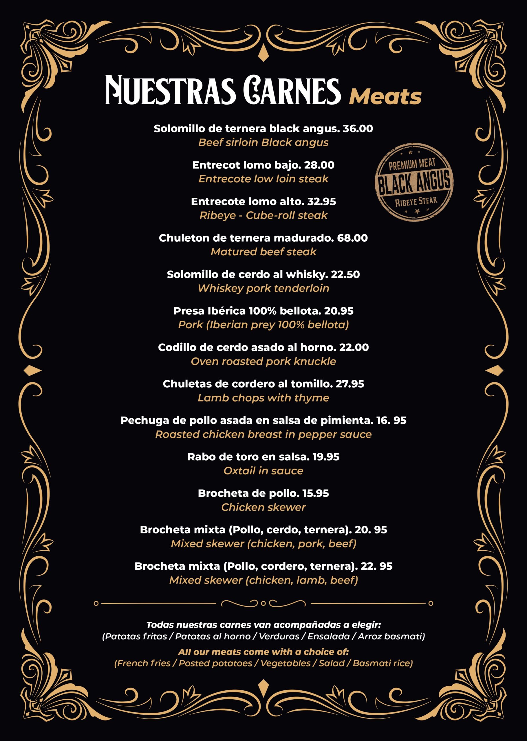 ALFRIEG STEAKHOUSE MENU