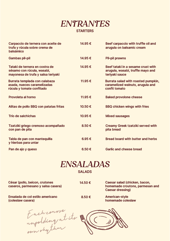 ALFRIEG STEAKHOUSE MENU