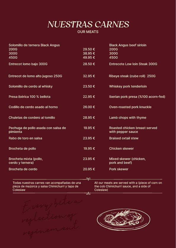 ALFRIEG STEAKHOUSE MENU